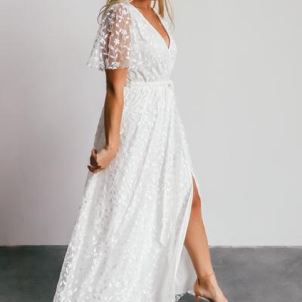 BALTIC BORN MARSEILLE WHITE EMBOSSED MAXI DRESS